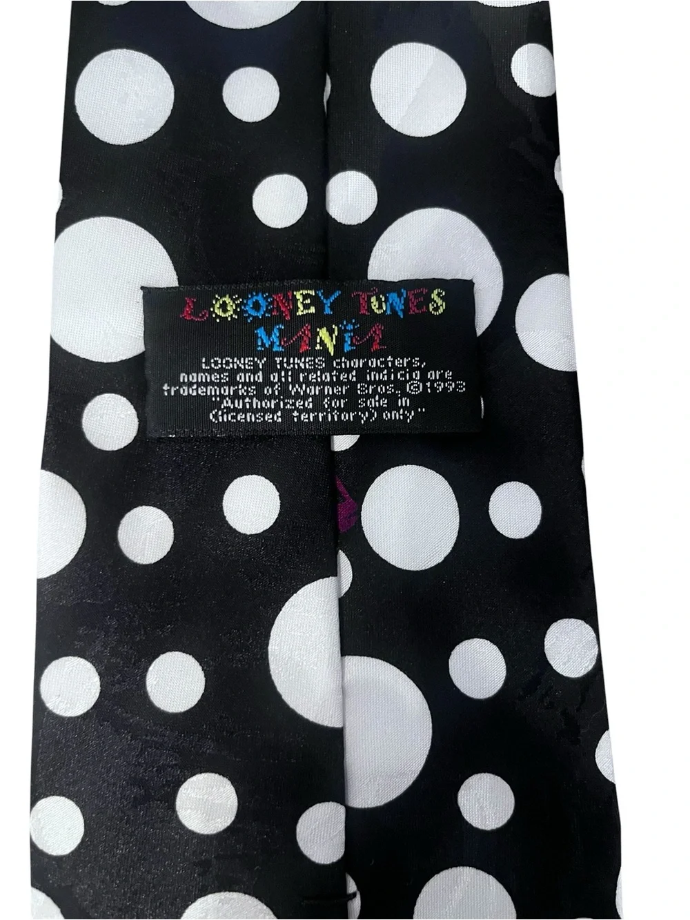 Warner Bros Men’s Looney Tunes Mania 90s Character Polka Dot Neck Tie